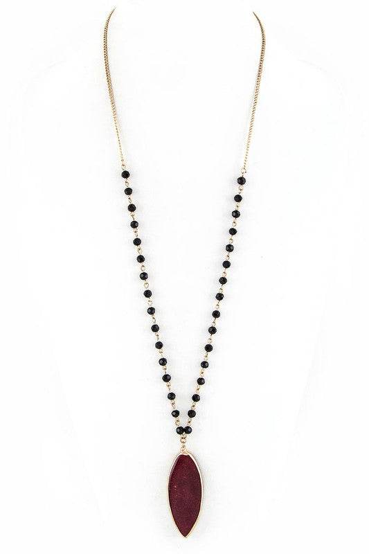 Beads & Precious Stone Pendant Necklace