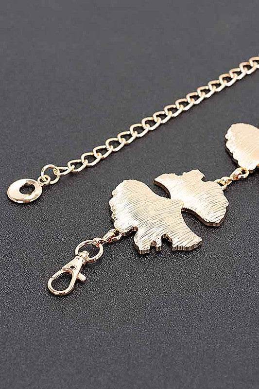 Organic Leaf Cutout Fashion Chain Belt