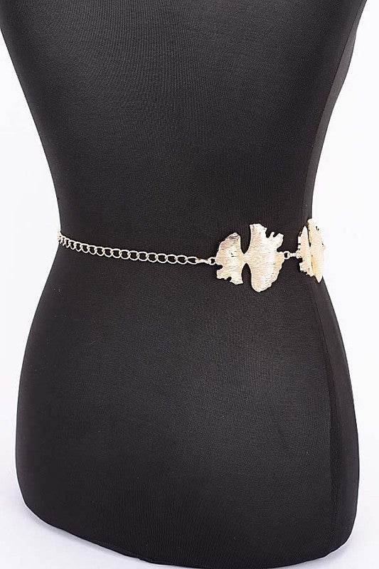 Organic Leaf Cutout Fashion Chain Belt