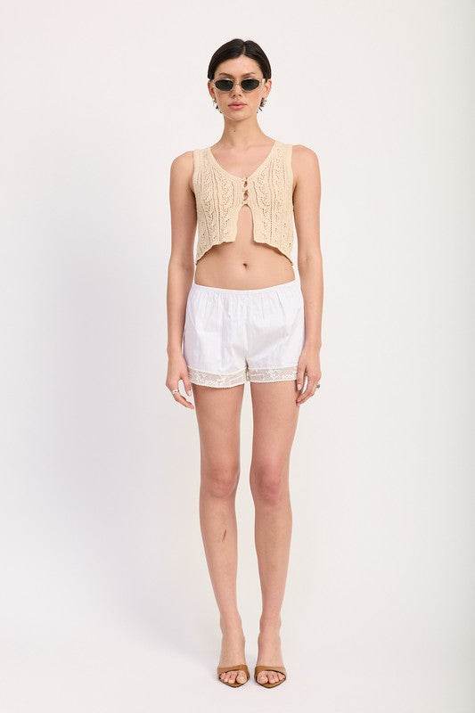 CROCHET BUTTON FRONT VEST TOP