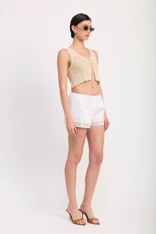 CROCHET BUTTON FRONT VEST TOP