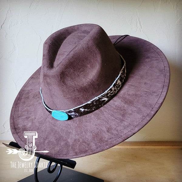 Spotted Hide w/Turq Slab Leather Band Choice Hat