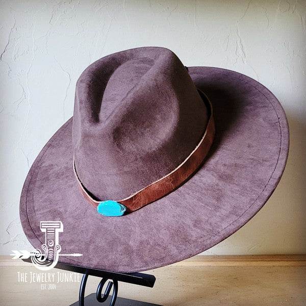 Cognac w/Turq Slab Leather Band Choice Hat