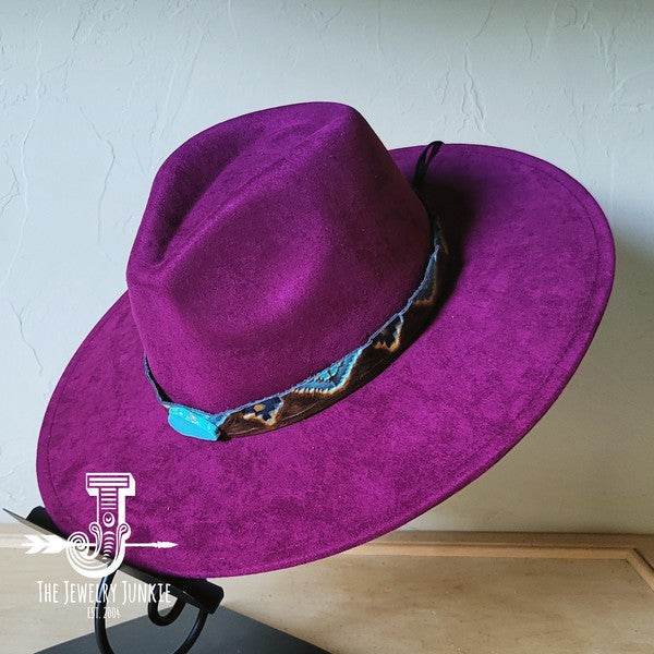 Blue Navajo Turquoise Slab Leather Band Choice Hat