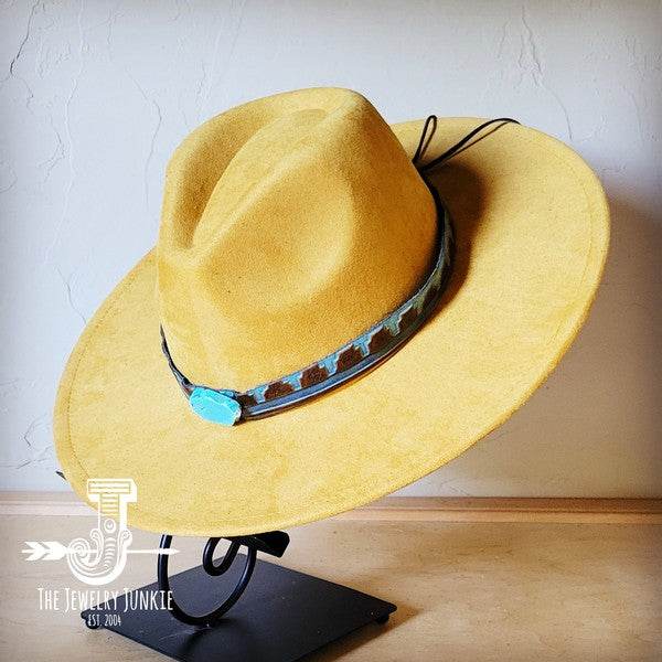 Blue Navajo Turquoise Slab Leather Band Choice Hat