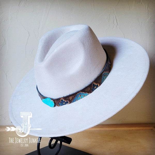 Blue Navajo Turquoise Slab Leather Band Choice Hat