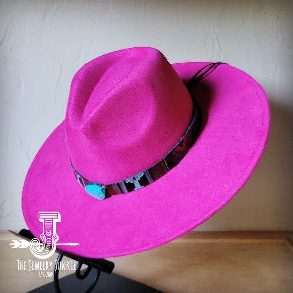 Magenta Navajo Turq Slab Leather Band Choice Hat