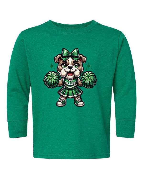 Bulldog Cheerleader Toddler Graphic Tee