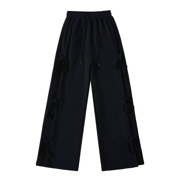 Side tie ribbon bows sweat pants