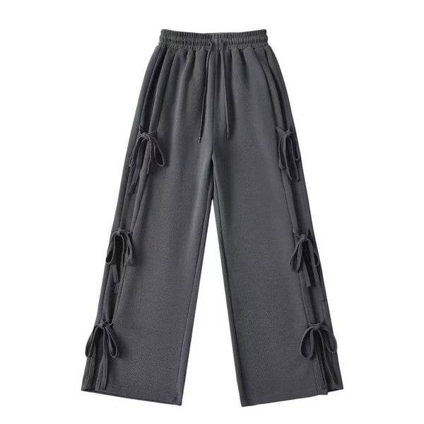 Side tie ribbon bows sweat pants