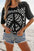Checkerboard Peace Sign Printed Round Neck T Shirt