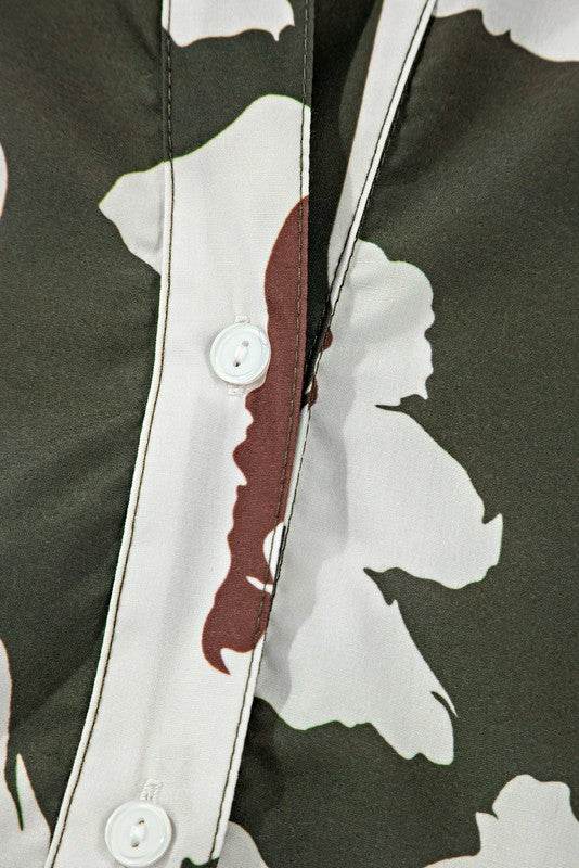 60s Flower Frill Neck Loose Blouse