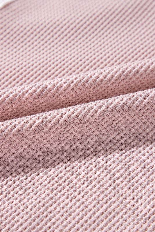 Cotton Pink Waffle Floral Patchwork Exposed Top