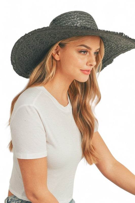 Wide Brim Frayed Edge Sun Hat