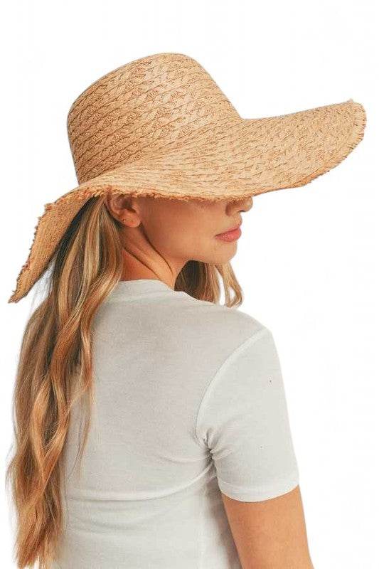 Wide Brim Frayed Edge Sun Hat