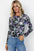 Floral Print Mesh Fitted Long Sleeve Top
