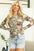 Floral Print Mesh Fitted Long Sleeve Top