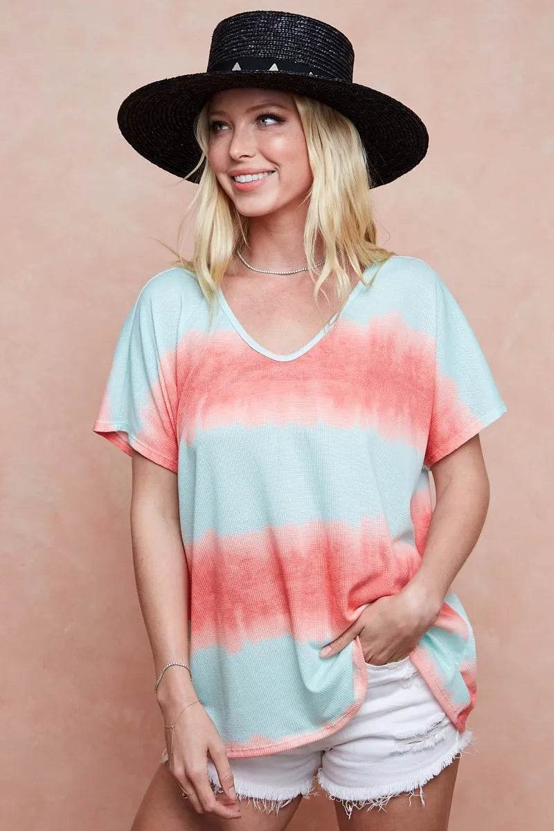 BiBi Tiedye Printed Hacci Knit Top