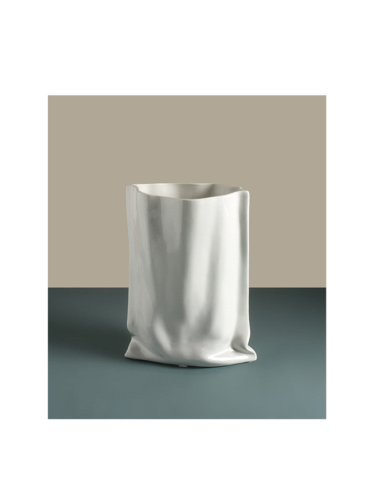 Extremely Simple Silver Vase Creative Irregular Ceramic Ornaments