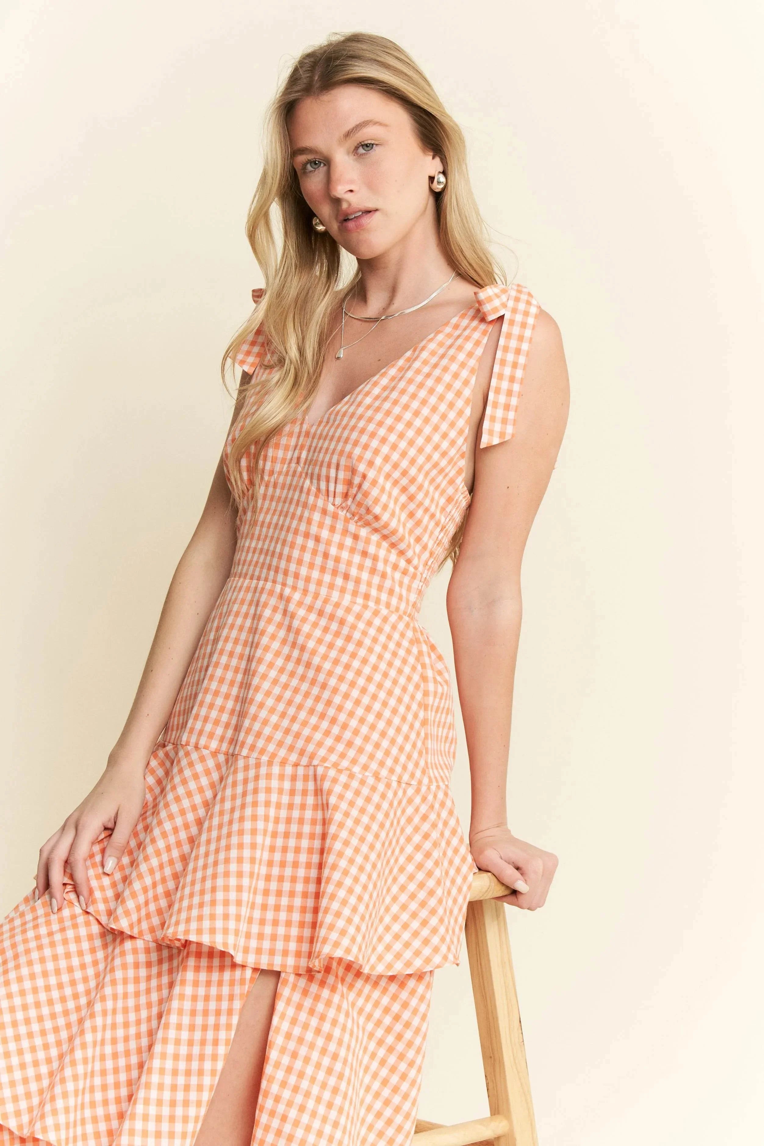 Jade By Jane Sleeveless Gingham Print Tiered Midi Dress