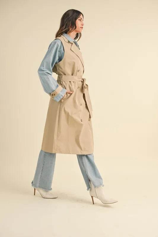 MABLE Layered Look Trench Coat With Denim Jacket
