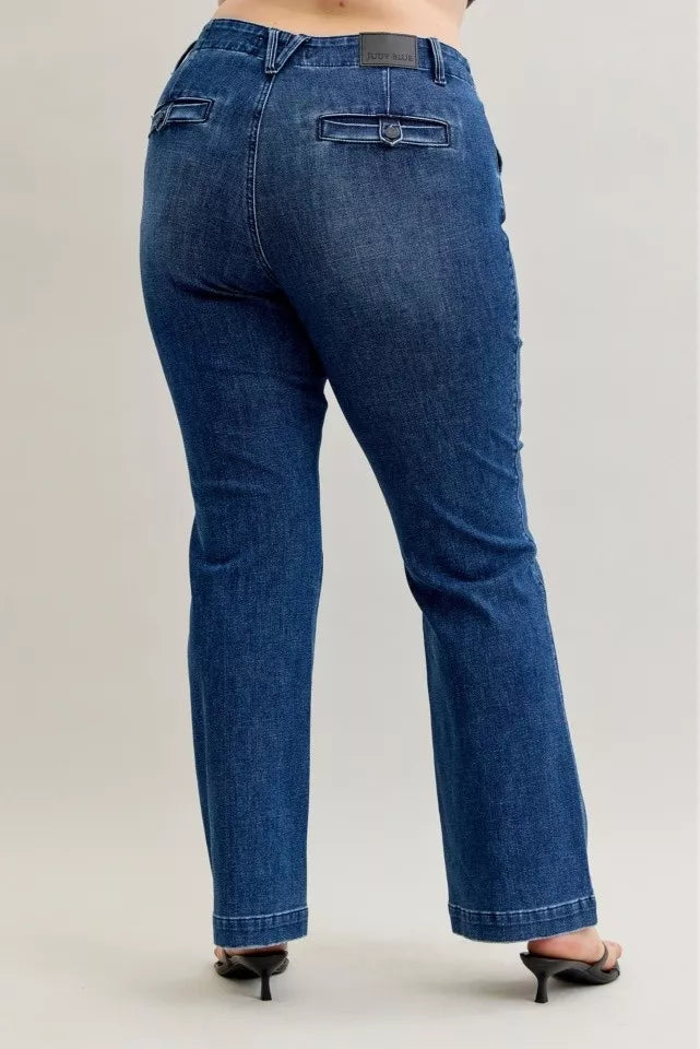 Judy Blue Full Size Mid Rise Bootcut Jeans with Welt Pockets Plus Size