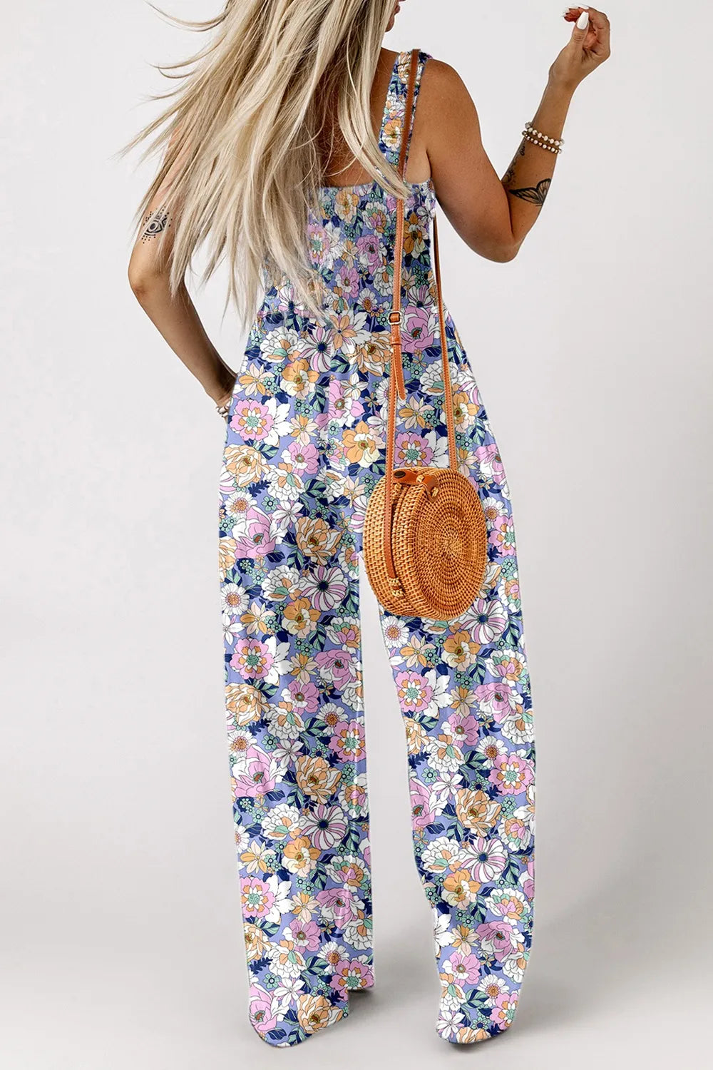 Bloom & Breeze Floral Smocked Jumpsuit