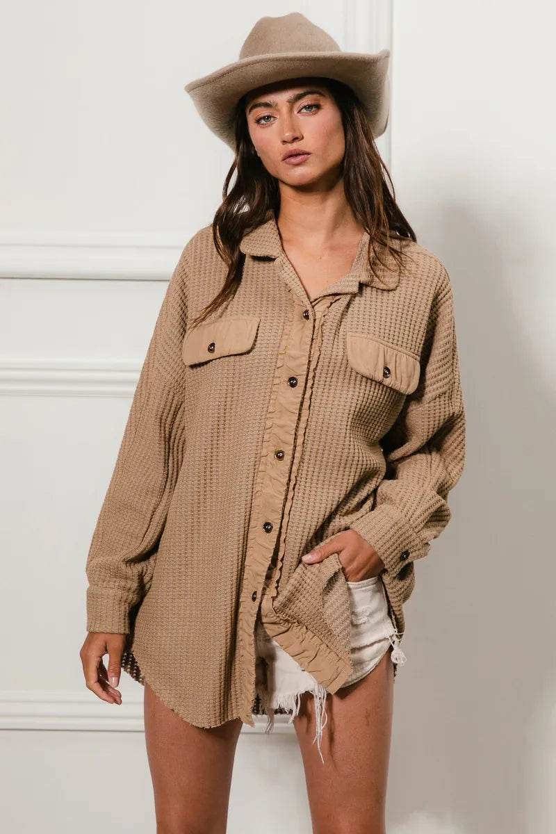 BiBi Heavy Waffle Oversized Shacket