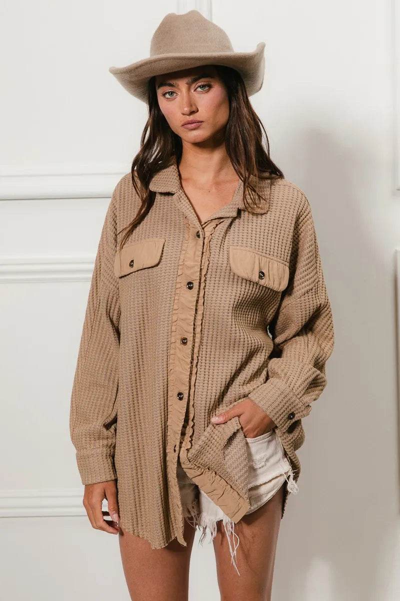 BiBi Heavy Waffle Oversized Shacket