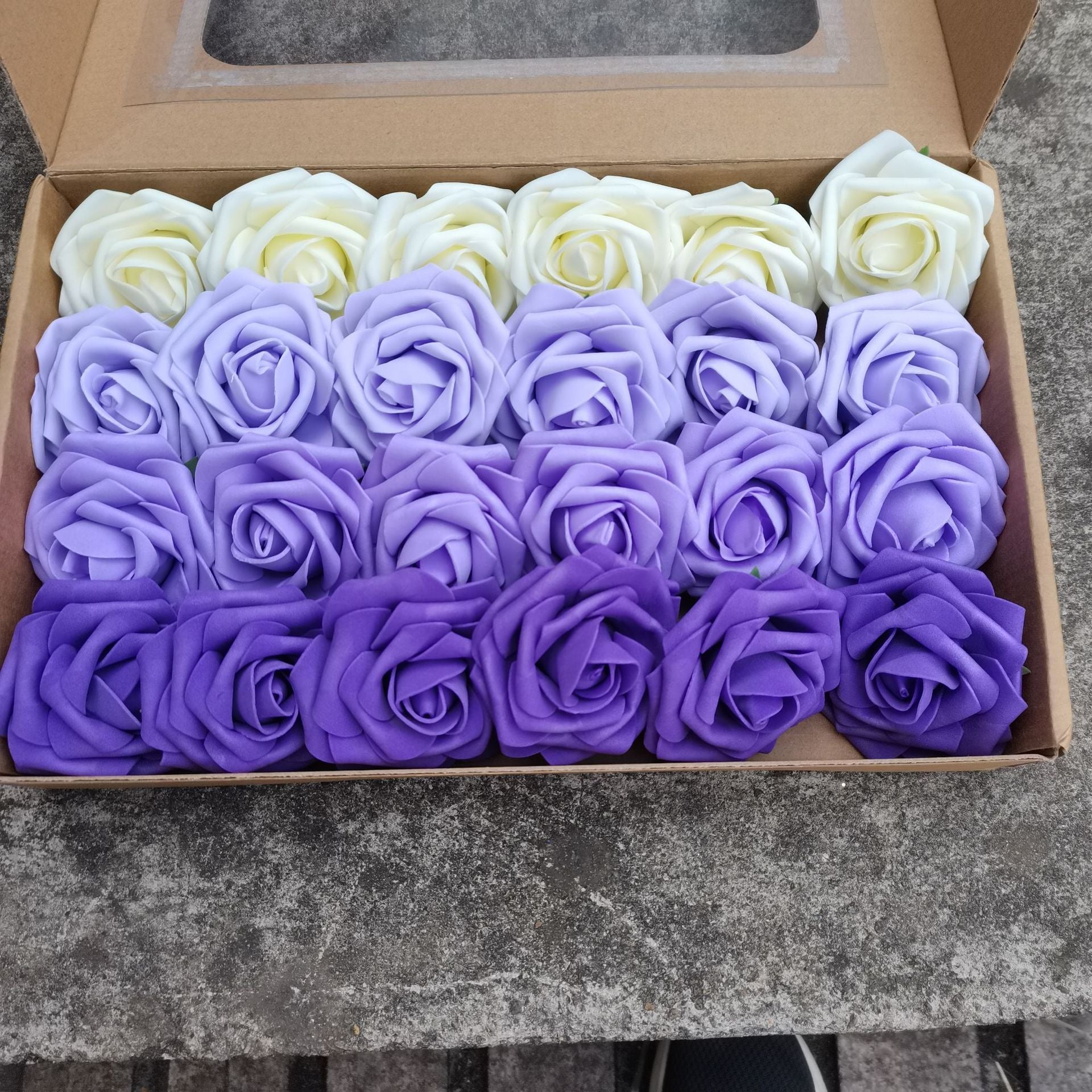 Foam Pe Rose Fake Flower With Rod And Leaf 25 Wedding Decoration Flowers Valentine's Day Gift