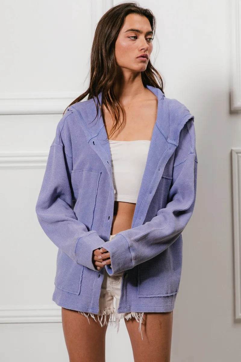 BiBi Washed Waffle Thermal Hooded Jacket