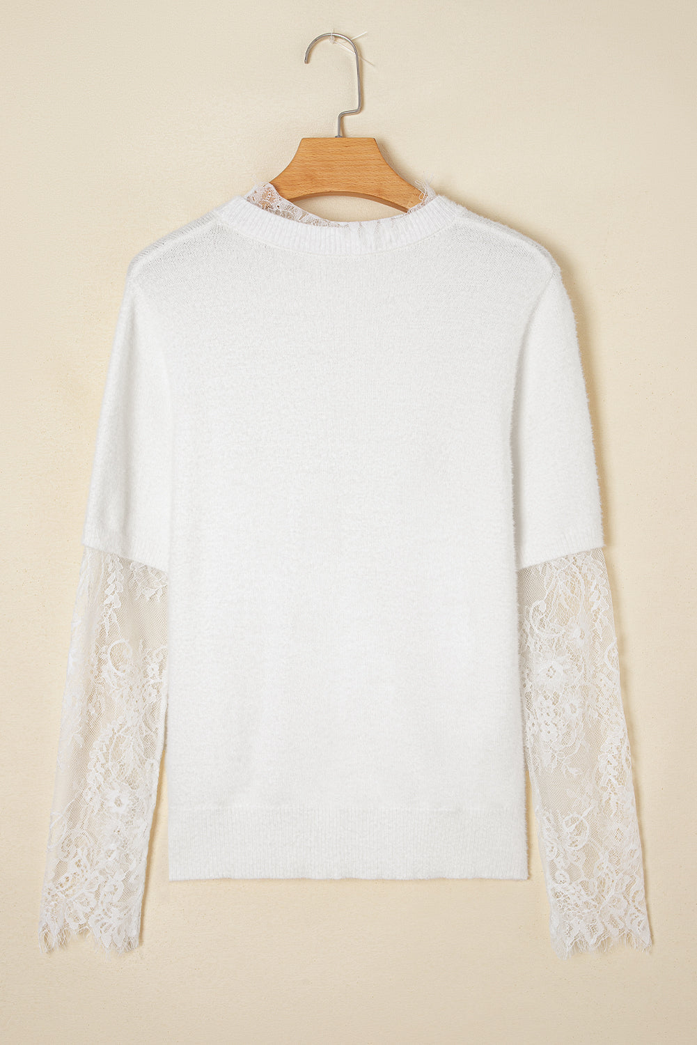 Samantha Lace Sleeve Two-piece Fuzzy Sweater