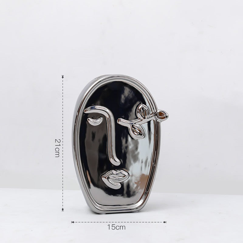 Modern Light Luxury Irregular Silver Plated Ceramic Vase