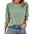 Womens Loose Fit Round Neck Smocked Cuffs Shirts Casual Solid Color Blouses