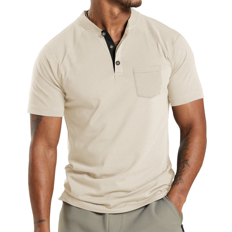 Plus Size Men's Short Sleeve Button Pocket T-shirt Polo