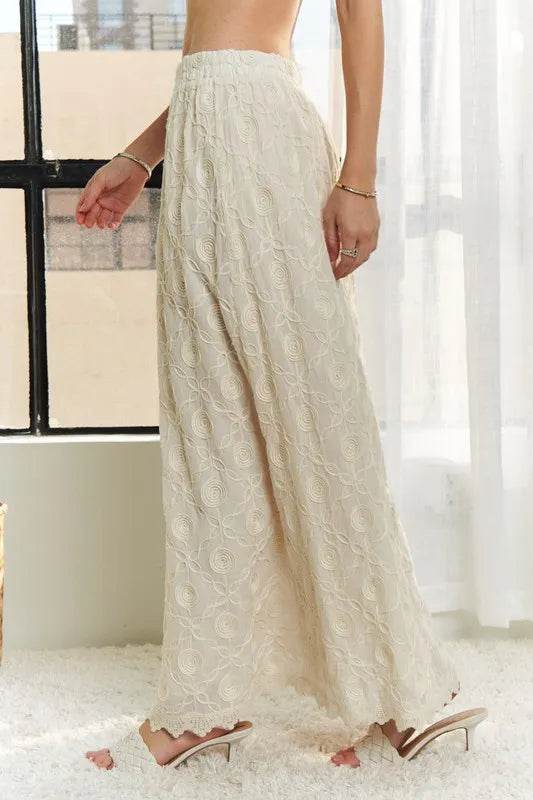 ADORA Elastic Waist Applique Maxi Skirt