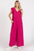 Mittoshop V-Neck Ruffled Cap Sleeve Jumpsuit - Wide Leg Design