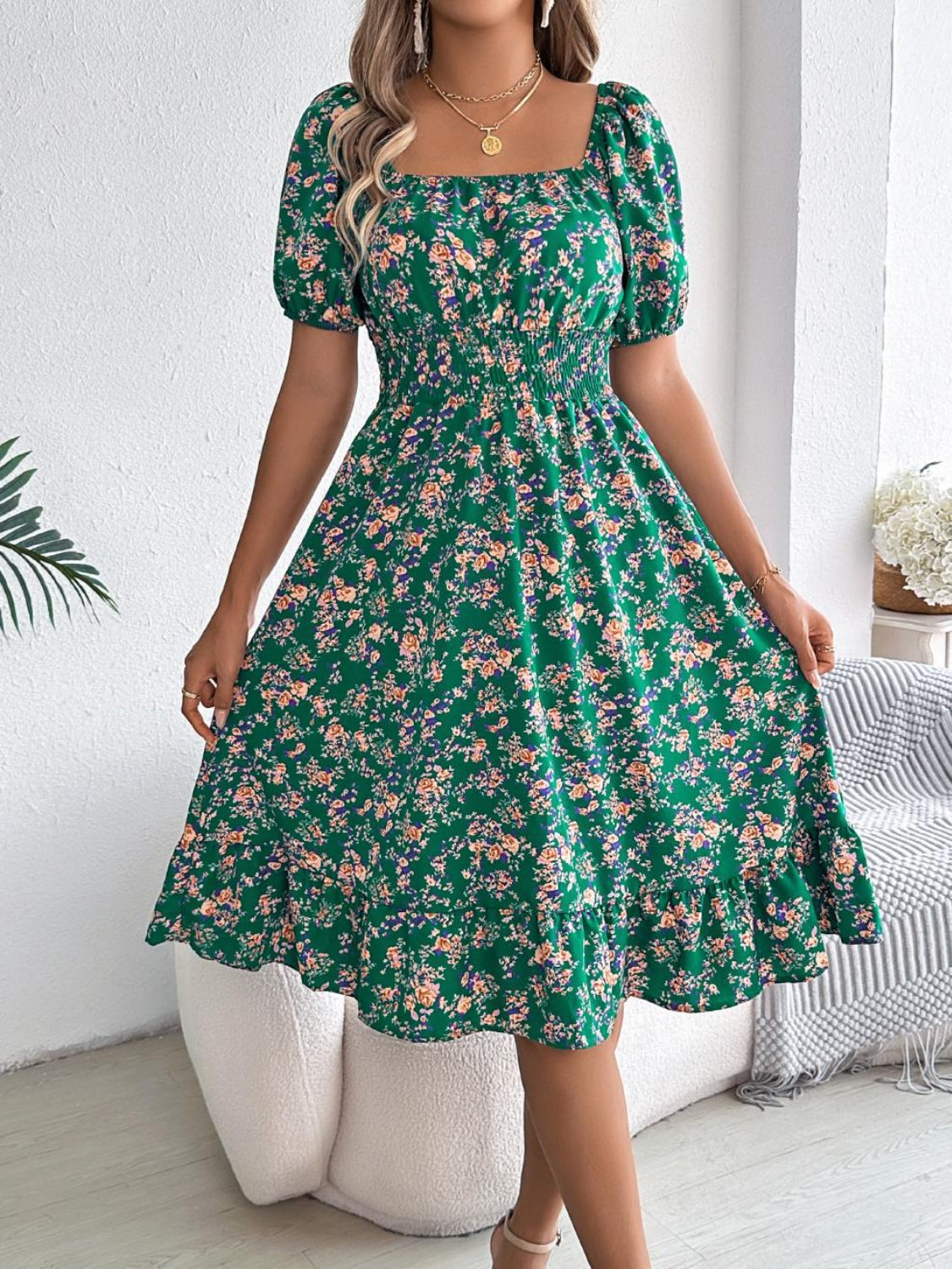 Bloom Babe Smocked Midi Dress