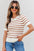 Eloise Stripe Scalloped Round Neck Short Sleeve Sweater
