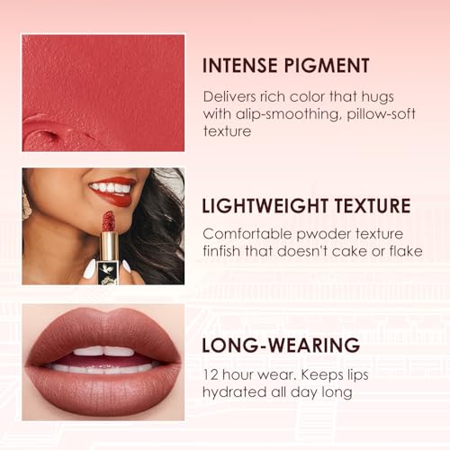 Catkin Lipstick 3pcs Set for Women, Full Coverage Shimmer Glow Finish, Long Lasting Weightless with Hydrating Creamy Texture 04