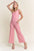 ADORA Ribbed V-Neck Wide Leg Jumpsuit with Pockets