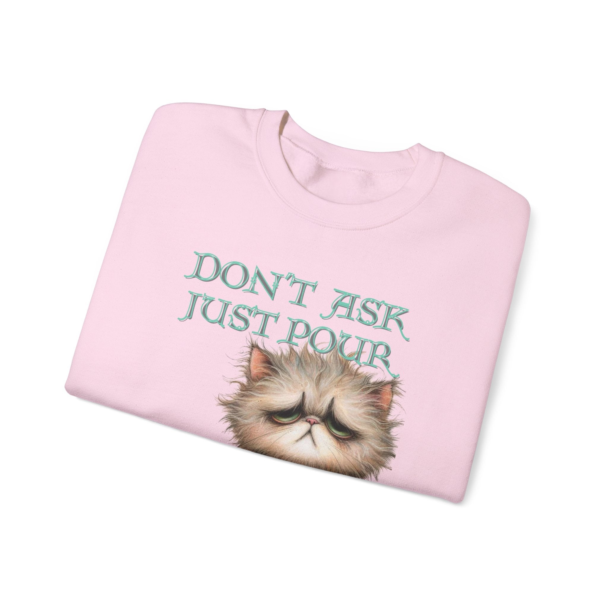 Just Pour Coffee Lover Sweatshirt Women's Top - Funny Cat Lover Gift, Cozy Apparel