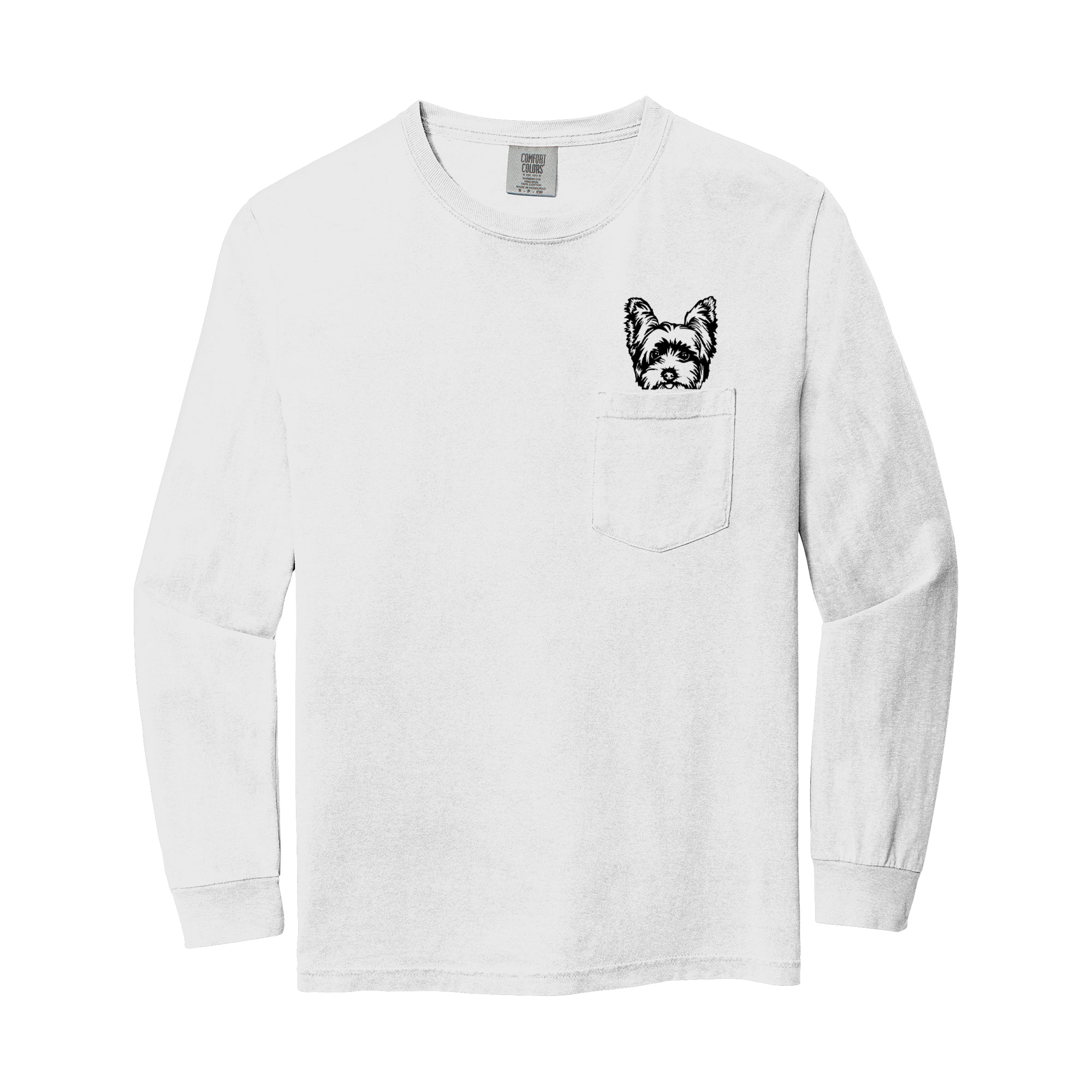 Comfort Colors Yorkshire Terrier Yorkie Dog Mom Pocket Long Sleeve Shirt