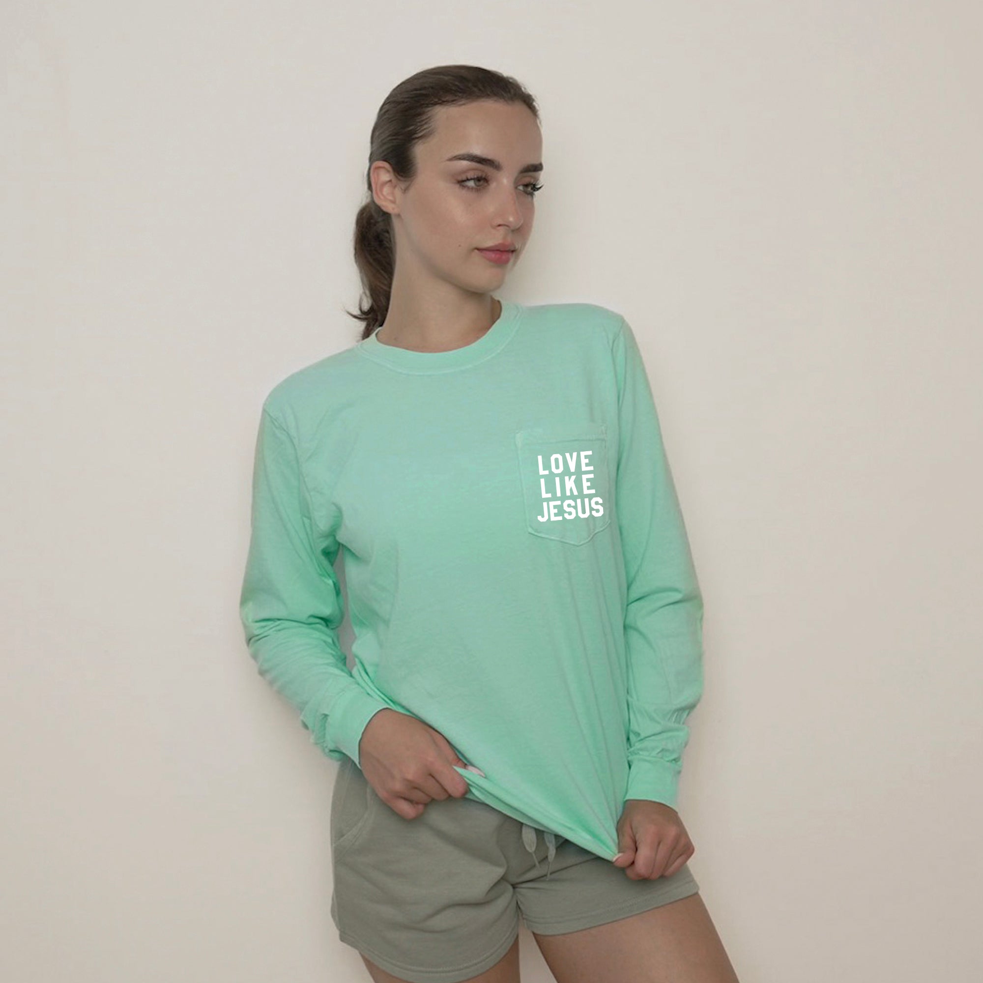 Comfort Colors Christian Love Like Jesus Bible Pocket Long Sleeve Shirt