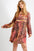 Umgee Full Size Tie Dye Long Sleeve Babydoll Dress with Keyhole Plus Size