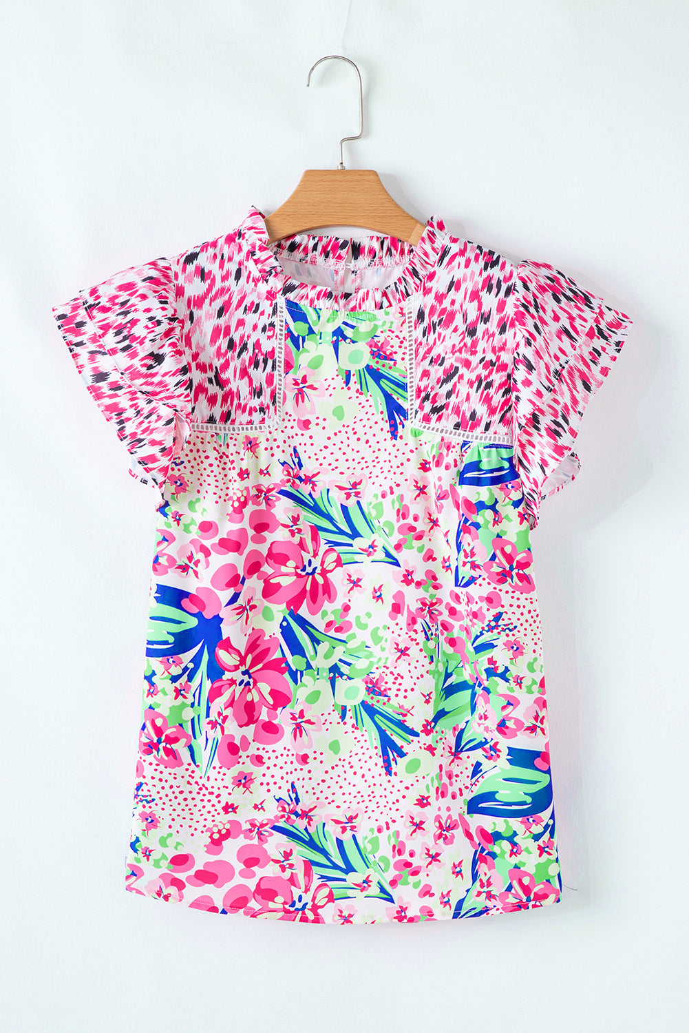 Keyla Floral Mixed Ruffle Cap Sleeve Blouse