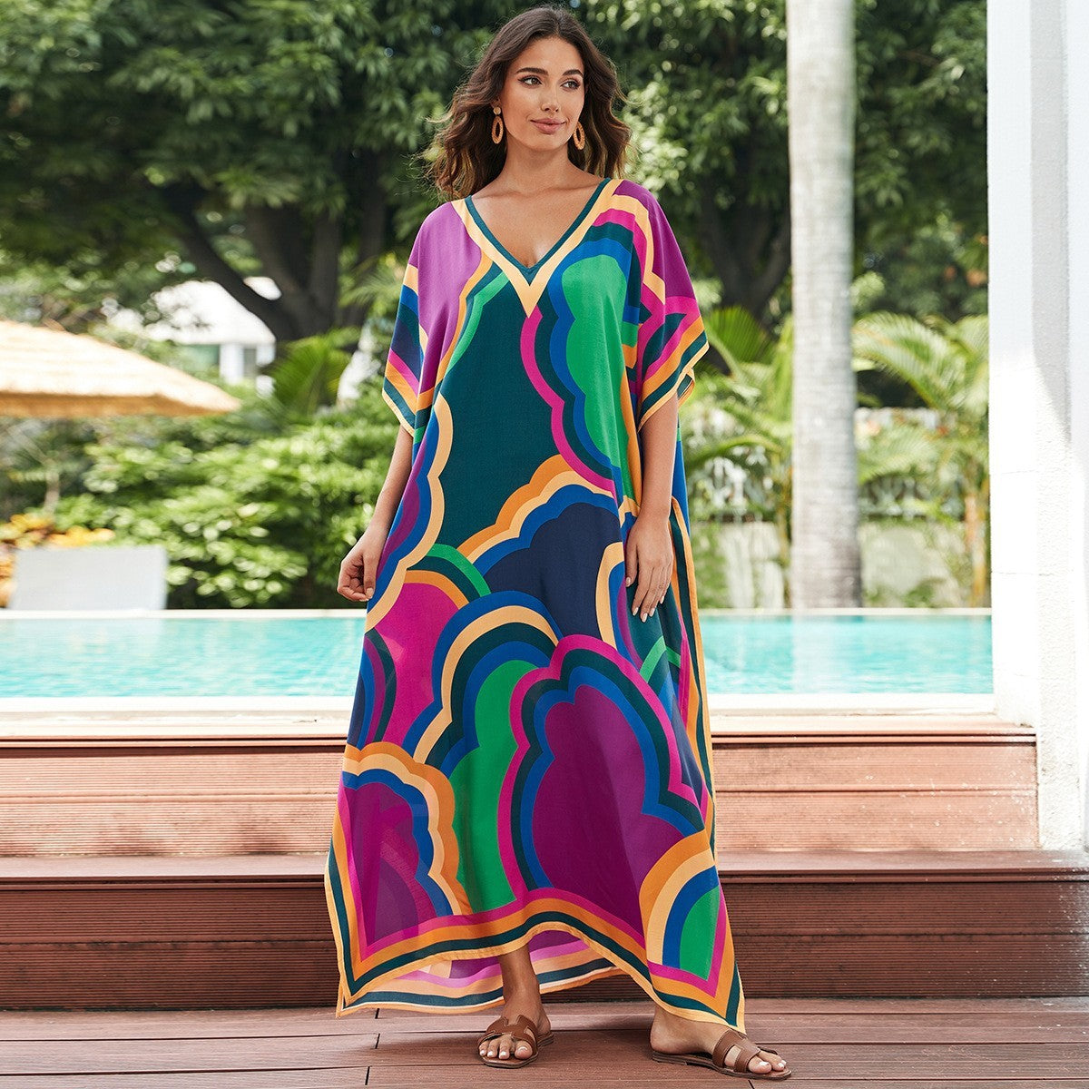 Plus Size Robe Blouse Beach Bikini Vacation Coat Dress Women