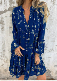 Solid Color Bronzing Fashion Horn Lace Sleeve Hollow-out Plus Size Dress