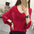 Hollow-out Short-sleeved Loose Knitted Shirt V-neck