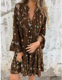 Solid Color Bronzing Fashion Horn Lace Sleeve Hollow-out Plus Size Dress